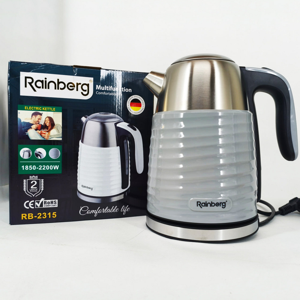 Електрочайник з автоматичним вимкненням при закипанні Rainberg, Тихий чайник, Чайник для дому зручний EU-85 Івано-Франківськ - фото 1