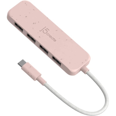 Концентратор J5create USB-C to 4xUSB-A 3.2 10Gbps rose (JCH341ER-N) Винница - изображение 1