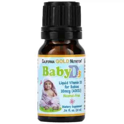 Вітамін California Gold Nutrition Дитячий вітамін D3 400 МО, Baby Vitamin D3 Liquid, 10 мл (CGN-01034) Вінниця