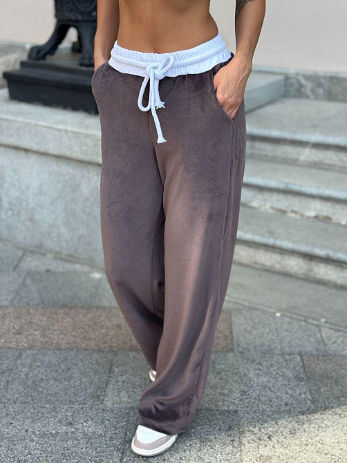 Жіночі повсякденні штани вільного крою турецький королівський велюр Моко, 46/48 Одеса - фото 1