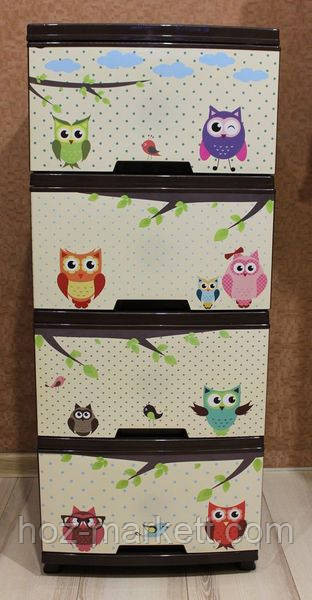 Комод пластиковый на 4 ящика коричневый 