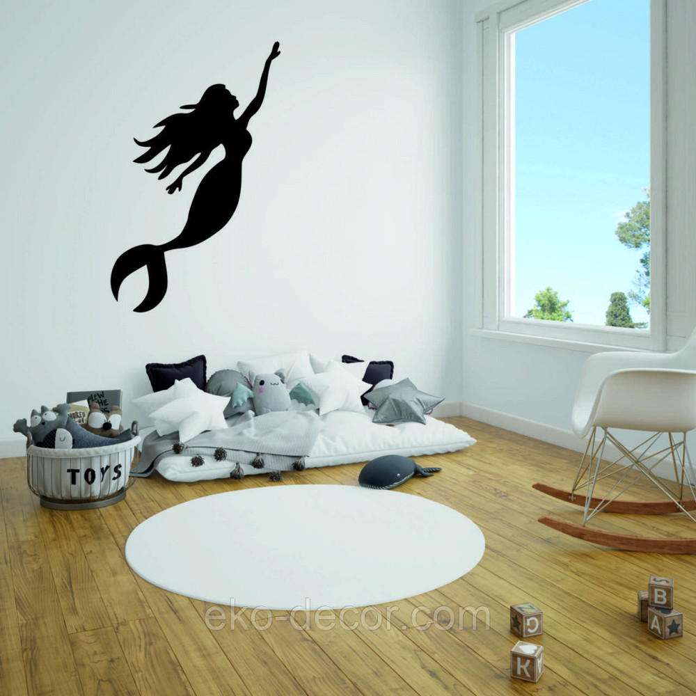 Декоративне настінне 3D Панно «Русалонька» Декор на стіну з об'ємом 110*68 см, Чорний Київ - фото 2