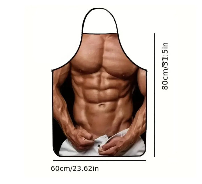 Фартух з приколом чоловічий кухонний з рельєфним торсом і пресом для гриля та барбекю Київ - фото 8