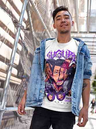 Футболка для мальчика аниме Магическая битва оверсайз (рост от 165 до 180 ) Черний AnimeJ1191m Днепр