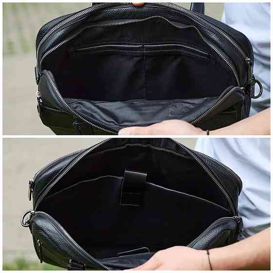 Чоловіча шкіряна ділова сумка портфель для речей і документів Tiding Bag Горизонтальна шкіряна чоловіча сумка портфель Київ