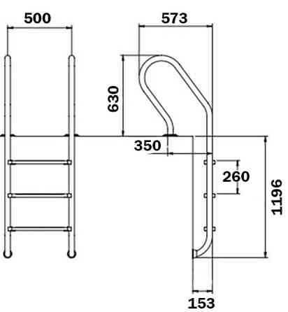 Лестница для бассейнов Flexinox Parallel Mixta (4 ступени). AISI-316L Киев