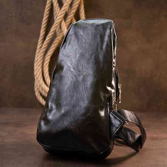 Сумка через плече на два відділення кожзам Чорна (Vintage) Київ