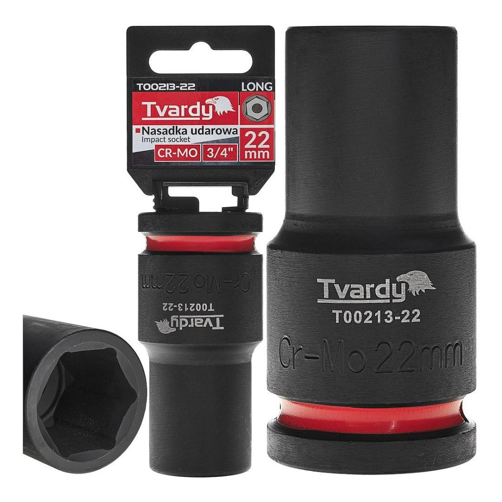 Головка ударна "Tvardy" з хром-молібденової сталі (Cr-Mo)  3/4"  6-гранна довга 22 мм Киев - изображение 2