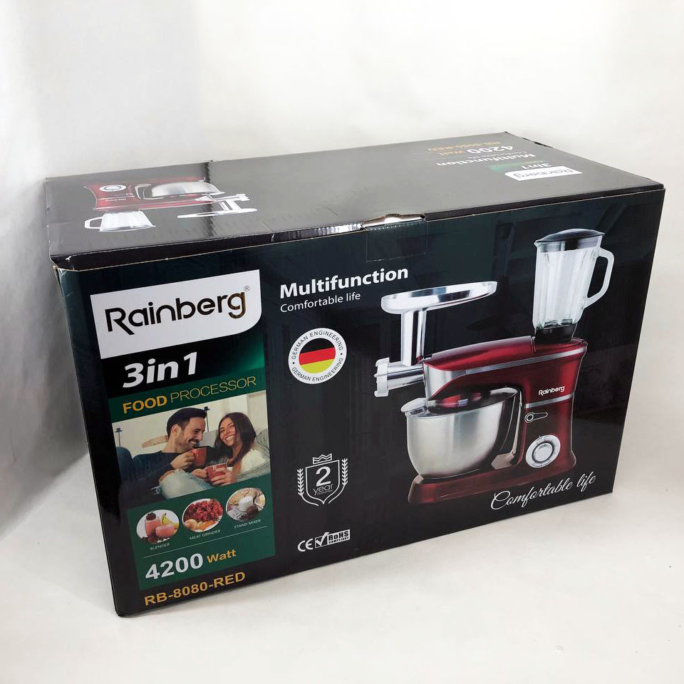 Міксери з чашею з нержавіючої сталі Rainberg RB-8080, Комбайн для тіста тістомісильник, Комбайн 3в1 JA-48 Львів - фото 9