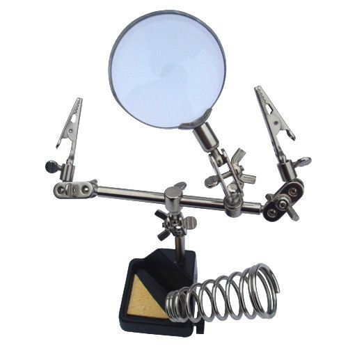 Тримач "тритья рука" з лупою "Zhongdi", підставка під паяльник, 5-кратне збільшення, діам.-65 мм Полтава - фото 1