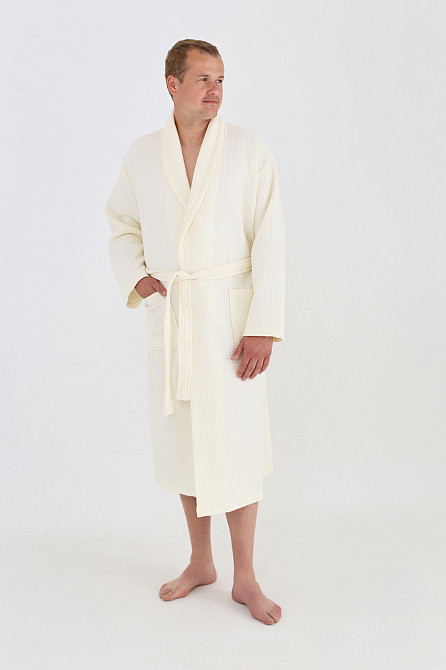 Чоловічий вафельний халат Ideal Textile ХXL ваніль (56860530) Чернівці - фото 1