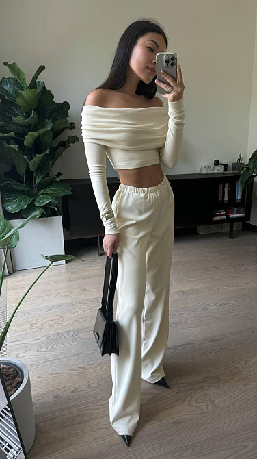 Жіночий затишний базовий костюм двійка: топ і штани турецька ангора рубчик з в’язкою Одеса - фото 4