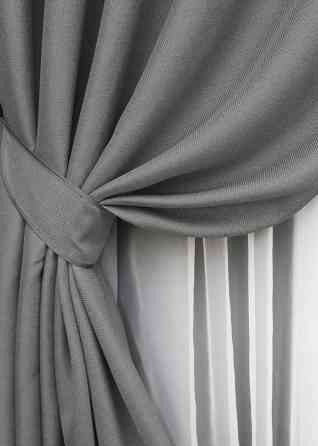 Комплект штор на люверсах VR-Textil Лен-блэкаут 1797ш Серый 150х250см 2 шт (37-0264) Киев