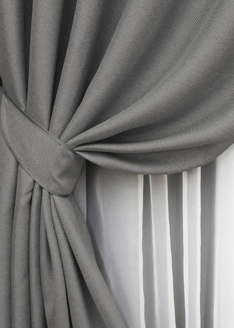 Комплект штор на люверсах VR-Textil Лен-блэкаут 1797ш Серый 150х250см 2 шт (37-0264) Киев - изображение 5