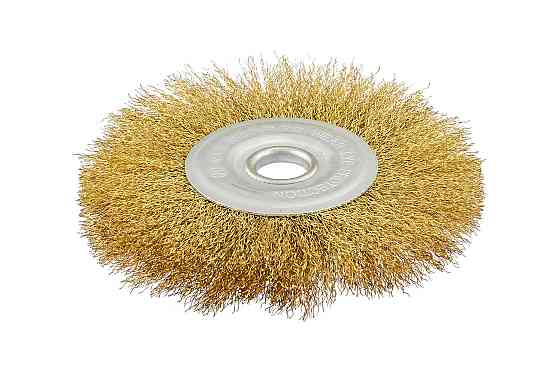 Щітка дискова MASTERTOOL з латунованого рифленого дроту Ø 180х22.2 мм 19-9118 Коломия