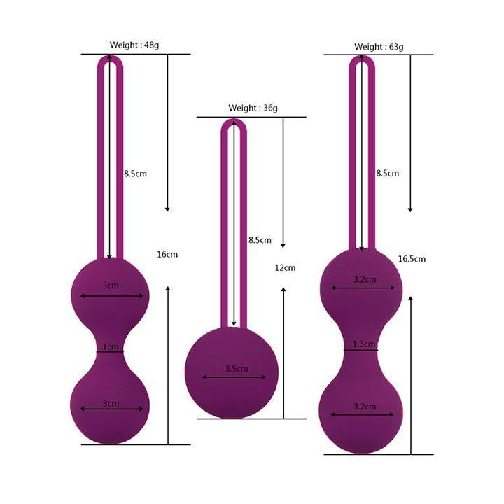 Набор силиконовых вагинальных шариков 3 шт. - Фиолетовый Винница - изображение 3