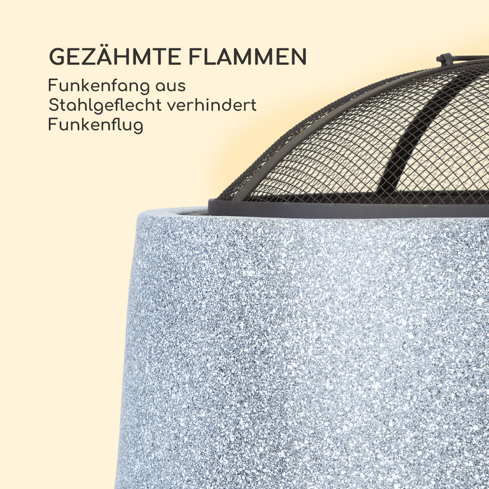 Чаша для костра Evora Ø45 см, деревянная решетка для гриля, искусственный камень, сталь, черный / имитация Ровно - изображение 6