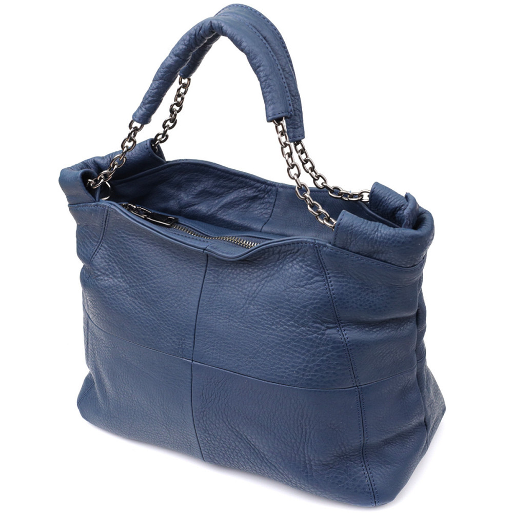 Жіноча шкіряна сумка на кожен день для міста та щоденного використання Vintage 22988 Синя Київ - фото 11