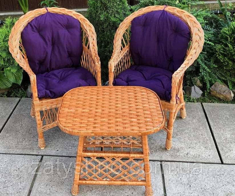 Мебель плетеная с подушками фиолетовыми и маленьким столом Киев - изображение 3