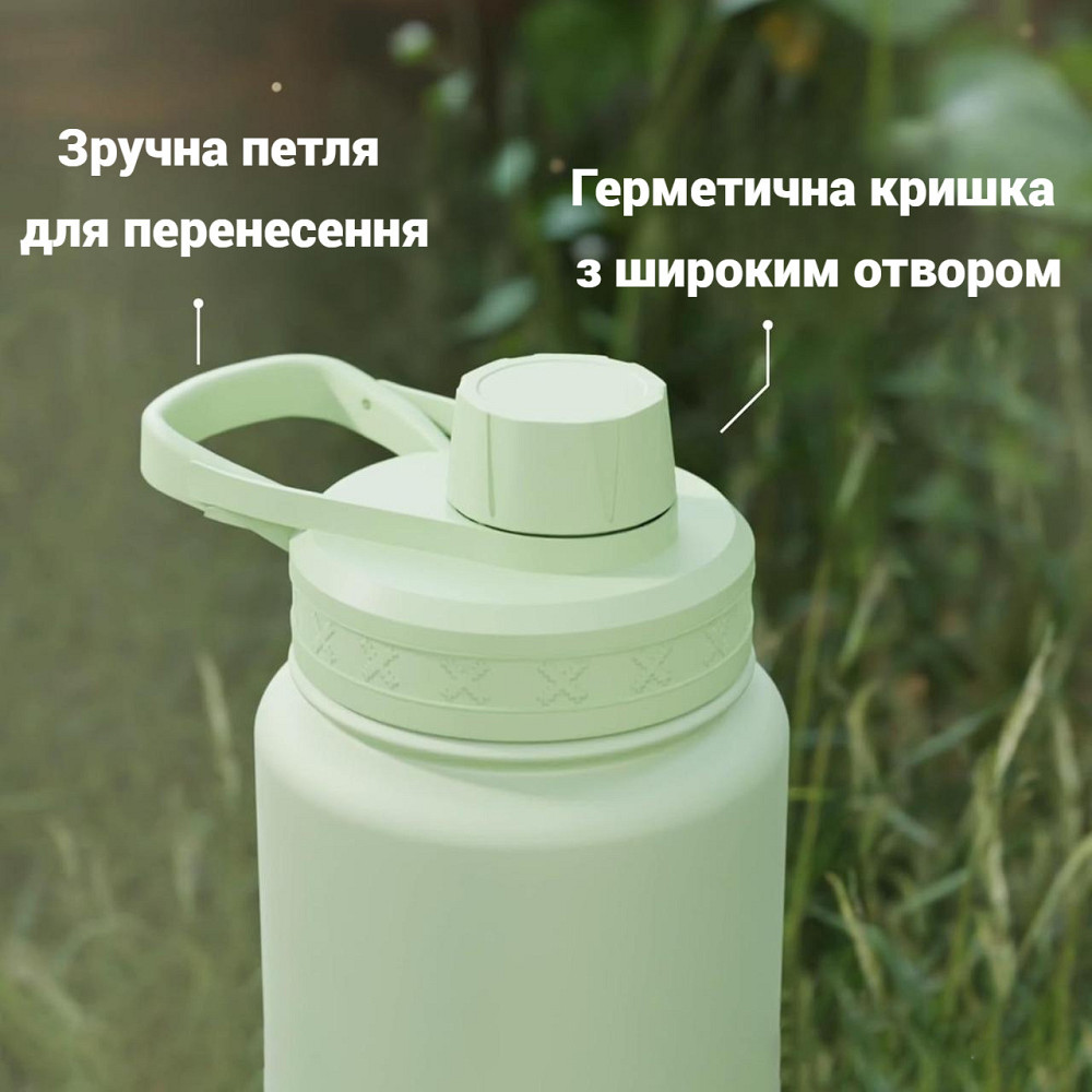 Пляшка для води металева з подвійною вакуумною ізоляцією Bohtal Insulated Sports Bottle 960 ml/32 oz Green Каменское - изображение 4