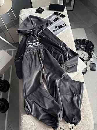 Женский утепленный велюровый костюм двойка на меху Графит, 42/46 Одесса