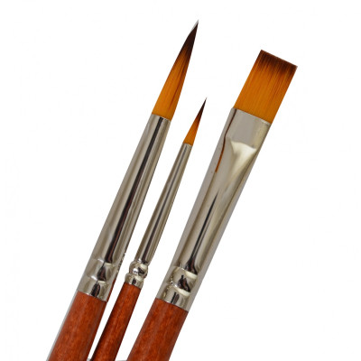 Пензлик для малювання Santi набір художніх №2, синтетика, 1шт. плоска (№10), 2шт круглі (№2,8), коротка ручка (310835) Вінниця - фото 2