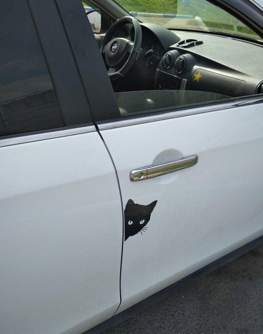 Наклейка Кіт на авто Чорна Київ - фото 2