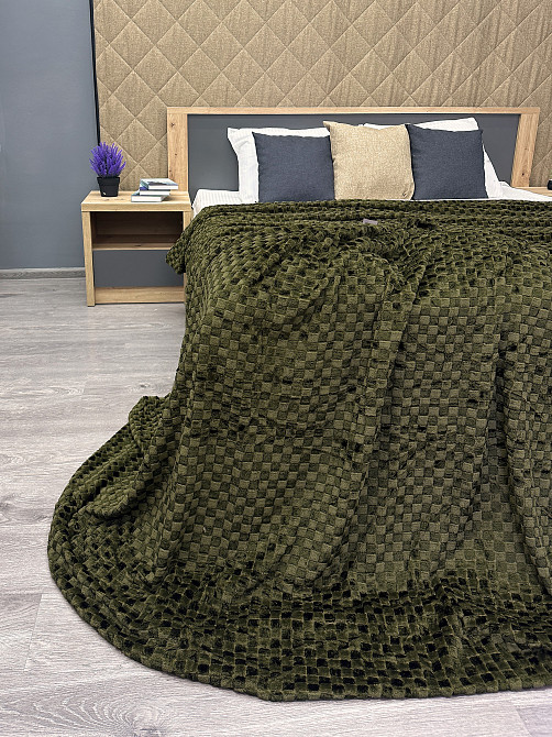 Плед-покривало Шахи 200х210 см (+-5см) Хакі (87-037) Київ - фото 5