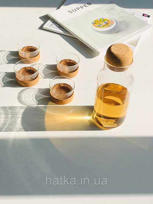 Бутылка стеклянная с пробковой крышкой для воды сока молока  Olens 