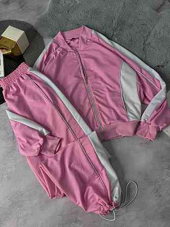 Женский стильный повседневный костюм двойка двунить Розовый, 48/52 Одесса