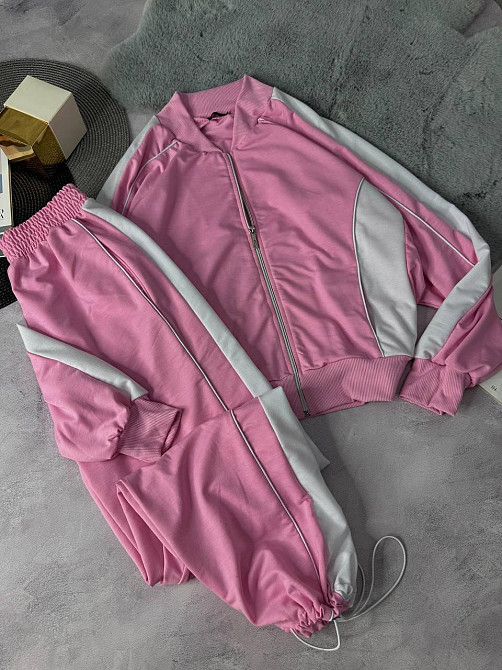 Женский стильный повседневный костюм двойка двунить Розовый, 48/52 Одесса - изображение 5