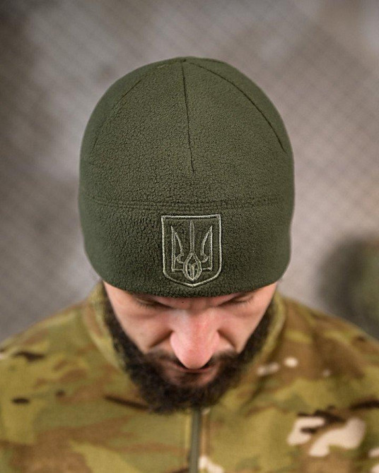 Флисовая шапка Герб олива ВТ7659 Одесса - изображение 2