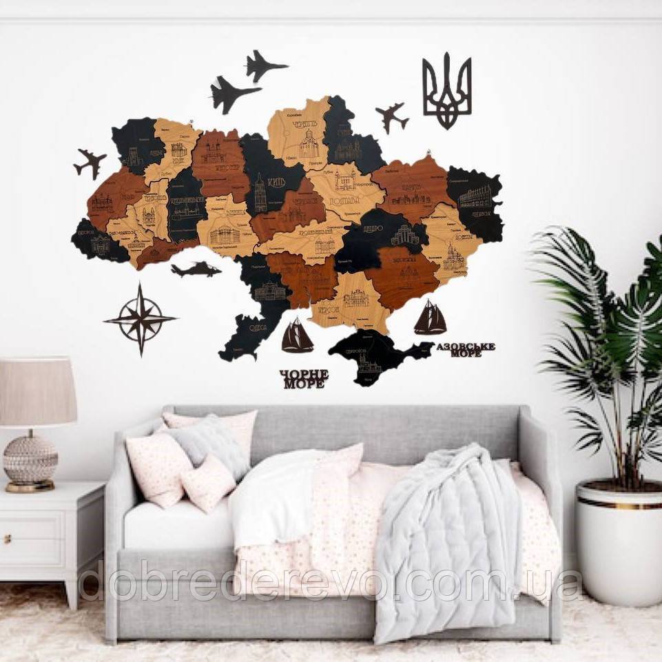 Дерев'яна карта України "Бандерывська" 150х100 Вижниця - фото 1