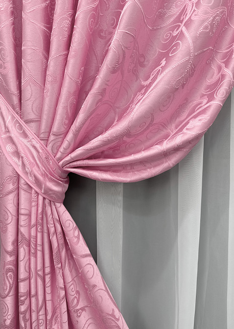 Комплект готових штор VR-Textil Жакард № 1731ш Рожевий 100х270 см 2 шт (31-801) Київ - фото 5
