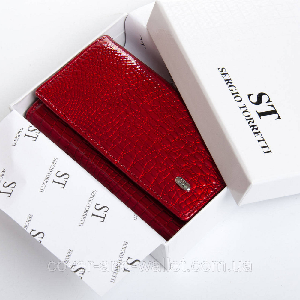 Красный лаковый кошелек маленького размера из натуральной кожи ST Leather Киев - изображение 8