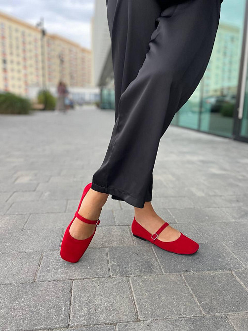 Балетки женские SEE SEVEN красные натуральная замша с квадратным носком размер 36-41 (1516) Коломыя - изображение 6