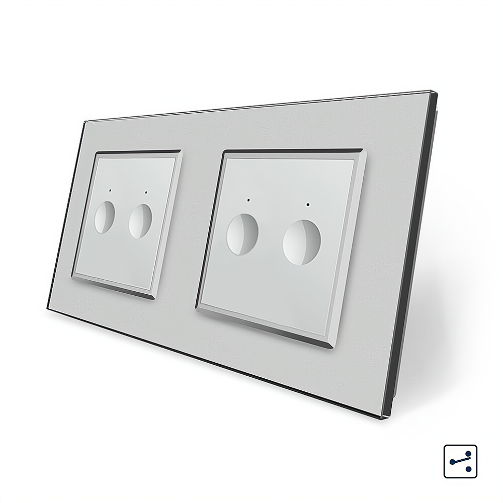 Сенсорний прохідний/перехресний вимикач Sense 4 сенсора (2-2) Livolo сірий скло (VL-C7FC2S/FC2S-4IP) Коломыя - изображение 1