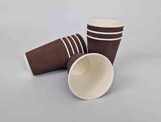 Склянка гофрована 400 мл (12oz) Коричнева (15 шт.) Харків