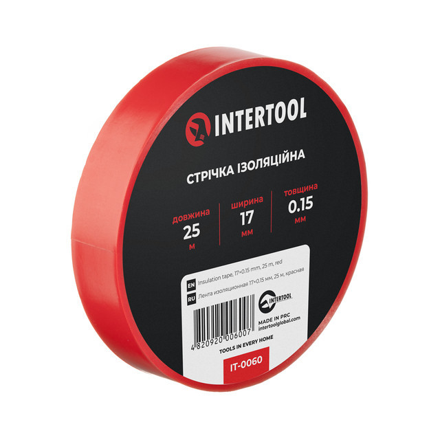 Стрічка ізоляційна 0.15мм*17мм*25м червона INTERTOOL IT-0060 Киев - изображение 4