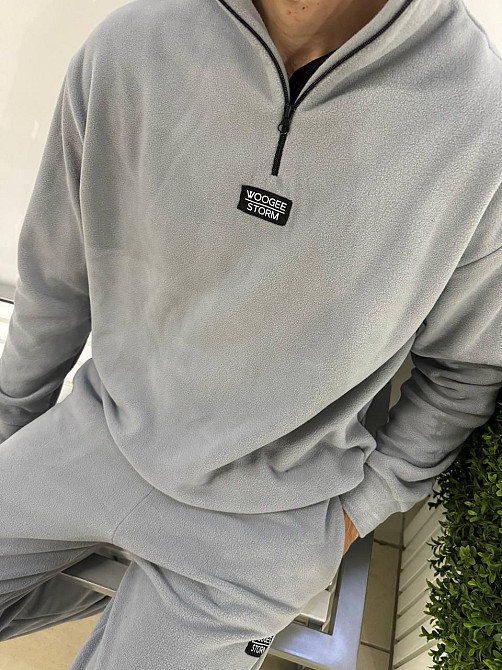 Мужской теплый костюм двойка из двухстороннего плотного флиса Серый, 42/46 Одесса - изображение 4