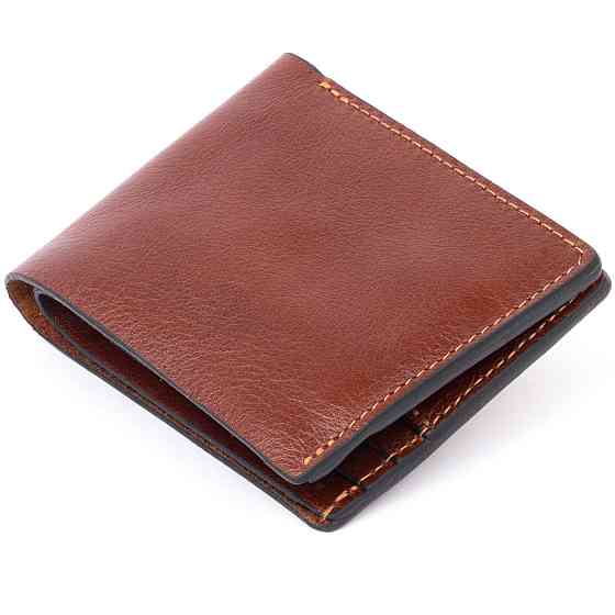 Горизонтальне портмоне в гладкій шкірі на магнітах GRANDE PELLE 11308 Коричневе Київ