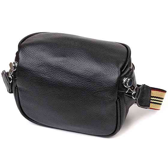 Напівкругла сумка через плече з натуральної шкіри Чорна (Vintage) Київ