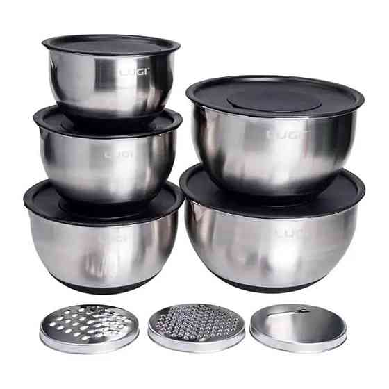 Набір нержавіючих мисок з кришками та терками 5 шт. Київ