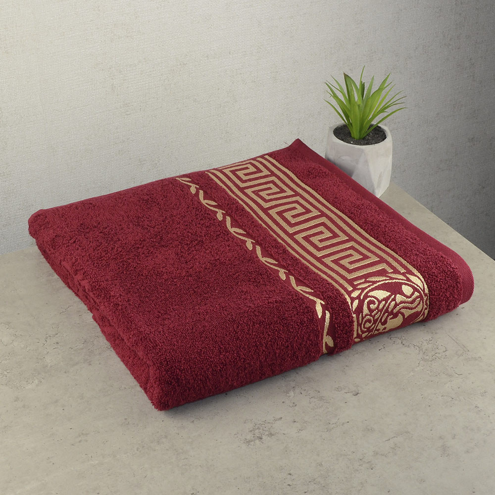 Набор махровых полотенец 3шт GM Textile 50х90см, 50х90см, 70х140см Caesar 450г/м2 (Бордовый) Сумы - изображение 2
