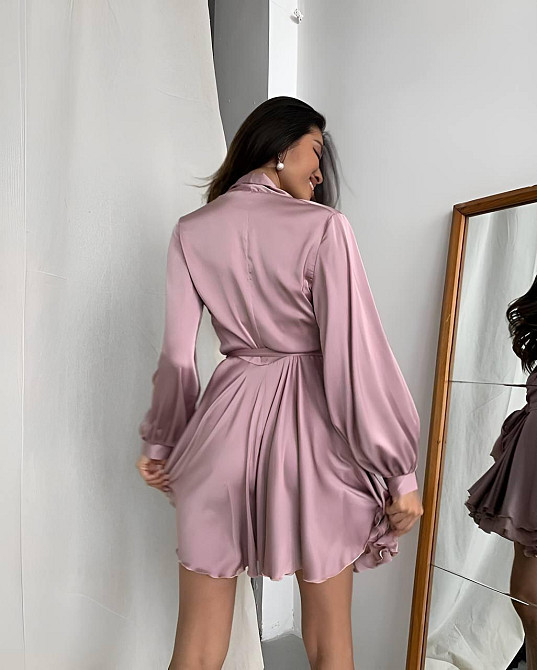 Женское вечернее романтичное мини платье шелк Пудра Одесса - изображение 2