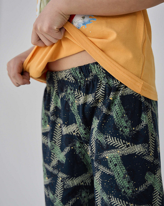 Підлітковий комплект із шортами на хлопчика Tom John — Ведмедик на серфі — Family look тато/син 89900 8-9, Жовтий Київ - фото 4