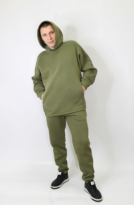 Мужской спортивный теплый костюм на флисе Хаки 46 Харьков - изображение 4