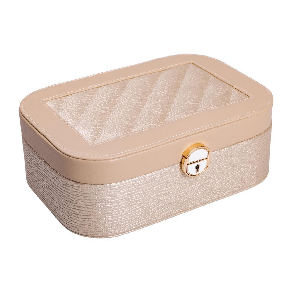 Скринька для прикрас з еко шкіри 2 яруси із замком органайзер для ювелірних виробів HP-5-1CR Київ - фото 1