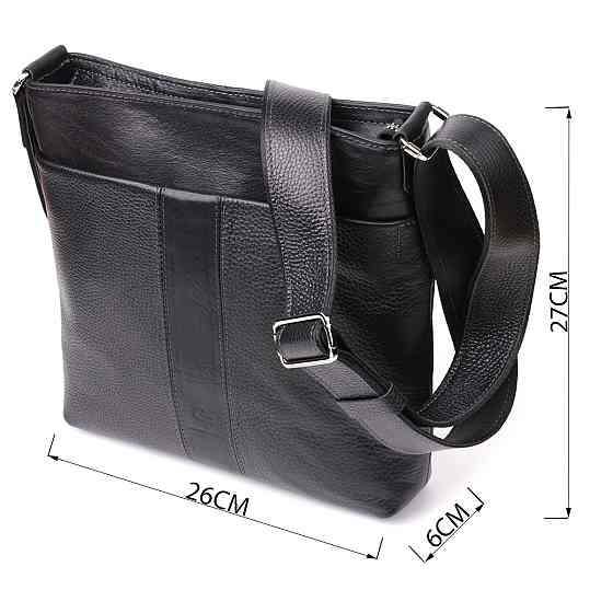 Красивая сумка через плечо для мужчин из натуральной кожи GRANDE PELLE 22883 Черная Киев