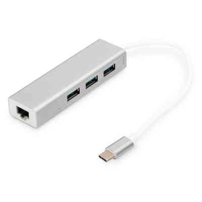 Концентратор Digitus USB-C - USB 3.0 3 Port Hub + Gigabit Ethernet (DA-70255) Вінниця